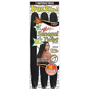 Motown Tress MEGA CROCHET SENEGAL TWIST BRAID 18 - 3 Pack (Motown Tress) - Kanekalon Braiding